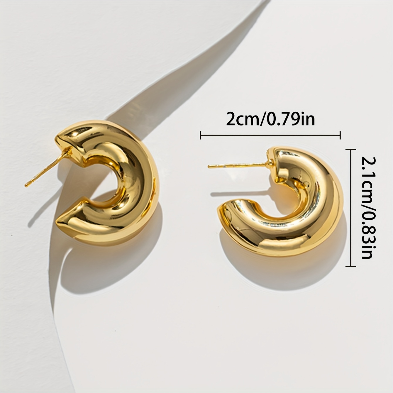 C Shape Tone Earrings Stainless Steel Hip Hop Style
